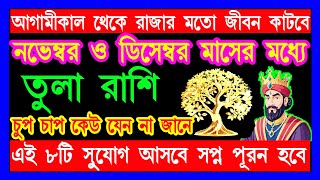 তুলা রাশি আগামীকাল থেকে ৮টি বড়ো সুযোগ আসবেtula rashi november decemberতুলা রাশি নভেম্বর ডিসেম্বর [upl. by Suoinuj]