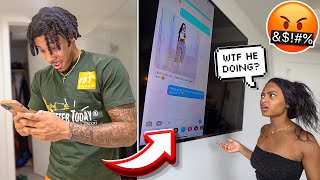 SCREEN MIRRORING MY CHEATING TEXT MESSAGES PRANK ON GIRLFRIEND GETS HEATED [upl. by Nerrol154]