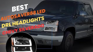 quotAUTOSAVER88 LED DRL Headlights for 20032007 Chevy Silverado amp Avalanche – Black Housingquot [upl. by Rebma]