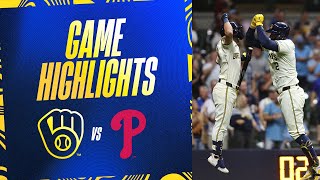 Phillies vs Brewers Game Highlights 91824  MLB Highlights [upl. by Vivianne740]