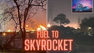 Fire at Exxon Mobil plant in Baytown Texas injures at least four Gas Prices To Go Higher [upl. by Adrien]