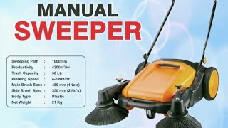 Manual Floor Sweeping Machine Manual Sweeper with Double side Brush and Covers Upto 1000mm Width [upl. by Patricio]