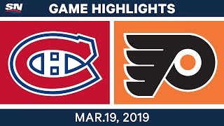 NHL Game Highlights  Canadiens vs Flyers  March 19 2019 [upl. by Laughlin]