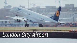 Impressive Short Landing and Takeoff at London City Airport Embraer E190 [upl. by Mirth]