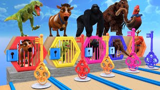 Cow Elephant Chicken Dinosaur Gorilla Guess The Right Key ESCAPE ROOM CHALLENGE Animals Cage Game [upl. by Burtie324]