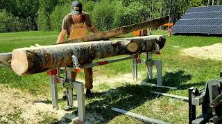 Logosol F2 Cutting wide boards of big aspen log Stihl MS661 LogosolStihl stihlms660chainsawmill [upl. by Favrot]