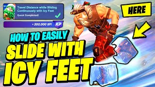 How to EASILY Travel Distance while Sliding Continuously with Icy Feet  Fortnite Winterfest Quest [upl. by Tterab]