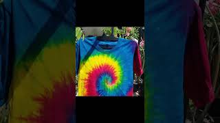 Basic spiral 3 colors tie dye t shirt reveal [upl. by Draned192]