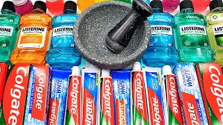 Satisfying Video Making Toothpaste Slime Mixing Listerine Colgate Glitter into Clear Slime GoGo ASMR [upl. by Nalon]