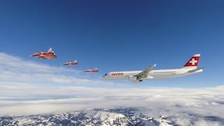 Patrouille Suisse and Swiss Airbus A321 Lauberhorn 2016 [upl. by Annaerdna]