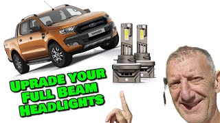 Ford Ranger High Beam LED Upgrade Headlight Bulb Installation [upl. by Ramses]