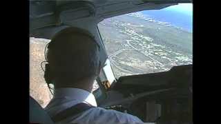 KLM MD11 COCKPIT VIEW  TURNING BASE  FINAL  LAND AT CURACAO TNCC [upl. by Dahlstrom]