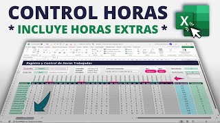 Plantilla para Calcular HORAS TRABAJADAS en Excel  Incluye HORAS EXTRAS Sin Macros [upl. by Nyraa]