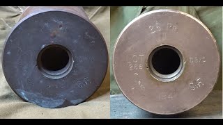 WW2 25 pounder shell  cleaning brass with lemon juice [upl. by Lisabet809]