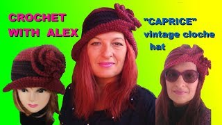 CROCHET CLOCHE HAT IPERBOLIC BRIM AND CURLS quotCAPRICEquot tutorial ALEX [upl. by Enrobyalc]