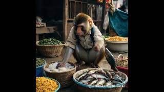 monkey became a fish sellermonkey funnyanimals monyet ai cuteanimals viralvideo fyp funny [upl. by Aihsoj]