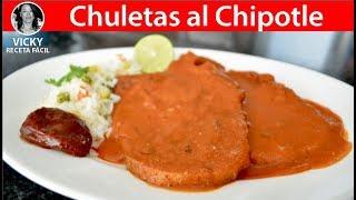 Chuletas al Chipotle  VickyRecetaFacil [upl. by Ahsratal67]