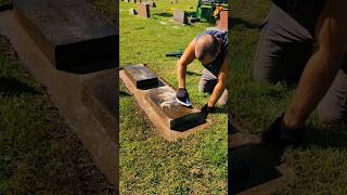 Donating a Cleaning so the Markers can be ReSet cemetery Cleaning d2 graveyard headstone [upl. by Peta]