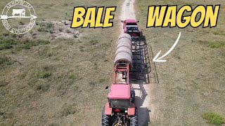 Fastest Way to Move HAY Unloading 14 Bales in 5 Seconds Industrias America 14x4 Bale Wagon [upl. by Gillett860]