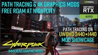 Path Tracing UWQHD 4K texture amp Immersive Mod Showcase  cyberpunk 2077  RTX4090  i9 14900K [upl. by Nairrot223]