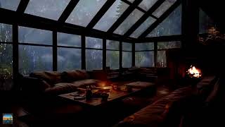 30 min Relaxing Fireplace with Rain amp Thunder for deep sleep meditation rest study nature sound [upl. by Salvador]