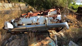 Kefalonia earthquake 1953 damaged abandoned Fiat 600 [upl. by Yelsna884]