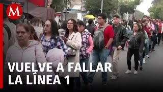 Reportan filas de 1 hora para el servicio de apoyo por falla en L1 del Metro en CdMx [upl. by Oiratno]