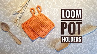 How to Loom Knit Basic Pot Holders SUPER EASY  FOR BEGINNERS [upl. by Dore]