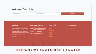 Responsive Website Footer Section Using Bootstrap 5 [upl. by Salita]