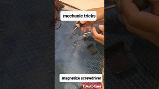 mechanic tricks how to magnetize screwdriver mechanic tips tricks hack tjautocare shorts [upl. by Wonacott]