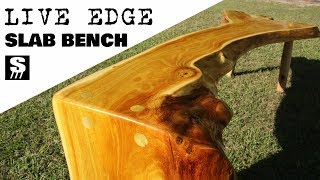 Live Edge Slab Bench  Wood Furniture [upl. by Boaten]