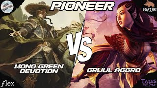 Mono Green Devotion VS Gruul Aggro MTG Pioneer [upl. by Ahsyak]