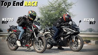 BAJAJ RS200bs7 vs NS200bs7 DRAG RACE🔥 [upl. by Goldarina]