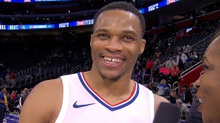 Russell Westbrook Reacts to Becoming 25th Player Ever to Score 25K Points [upl. by Eetnuahs]