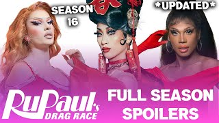 Season 16 UPDATED FULL Season Spoilers  RuPauls Drag Race [upl. by Cornia]