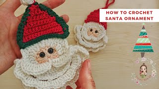 How To Crochet Santa Ornament  Crochet Christmas [upl. by Claiborn]