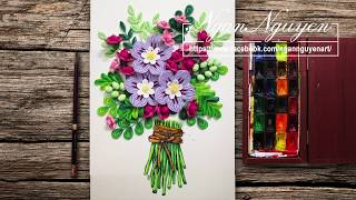 Tutorial Quilling Flowers Bouquets With Watercolours DIY [upl. by Euqimod582]