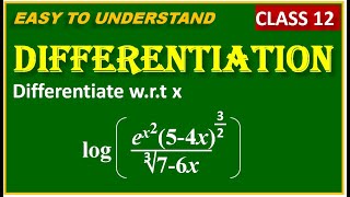 DIFFERENTIATION  Differentiate wrt x log  ex2  54x  76x13 12 32 [upl. by Cirenoj]