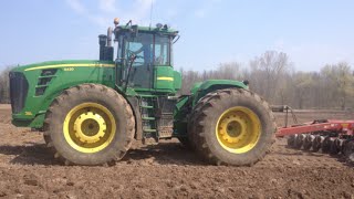 John Deere 9430 Tractor Plowing Ripping up the Fields Plough Plow Dairy Farming in Wisconsin [upl. by Antonietta]