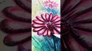 MIx MEDIA ART flowerdrawing flowers art youtubeshorts [upl. by Anavlys]