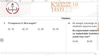 7SINIF YÜZDELER MEB KAZANIM TESTİ ÇÖZÜMÜ [upl. by Annohsed]