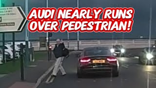 Audi nearly runs over pedestrian [upl. by Riha672]