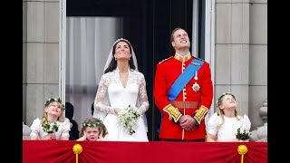 The Duke and Duchess of Cambridge watch the fly past with their families [upl. by Novihc]