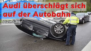 Lkw löst Kollision aus Audi überschlägt sich auf der BAB6 bei Dielheim [upl. by Naujet159]