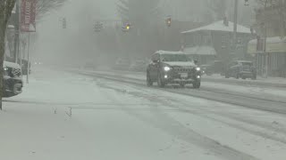 Lake effect snowfall heads into New York the Southern Tier [upl. by Samford419]