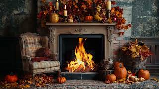 Thanksgiving Fireplace Ambience  Warm Fire Crackling  Autumn Atmosphere [upl. by Nealy620]