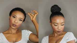 How To  Top Knot High Bun on Short Natural Hair [upl. by Merriott]