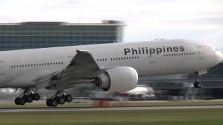 Philippines B777  British Airways B747 landing at YVR [upl. by Dolli342]