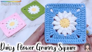 CROCHET “Daisy Flower” Granny Square  Tutorial [upl. by Dadivitan]