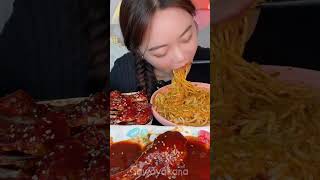 Eating Show Challenge Chinese food Chicken Chinese noodles and marinated crab [upl. by Adkins]